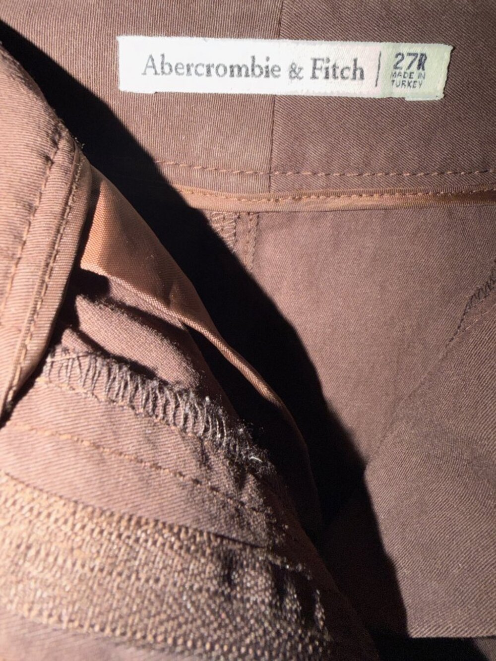 Abercrombie & Fitch Brown Wide-Leg Barrel Pants - Size 27R - Picture 3 of 3